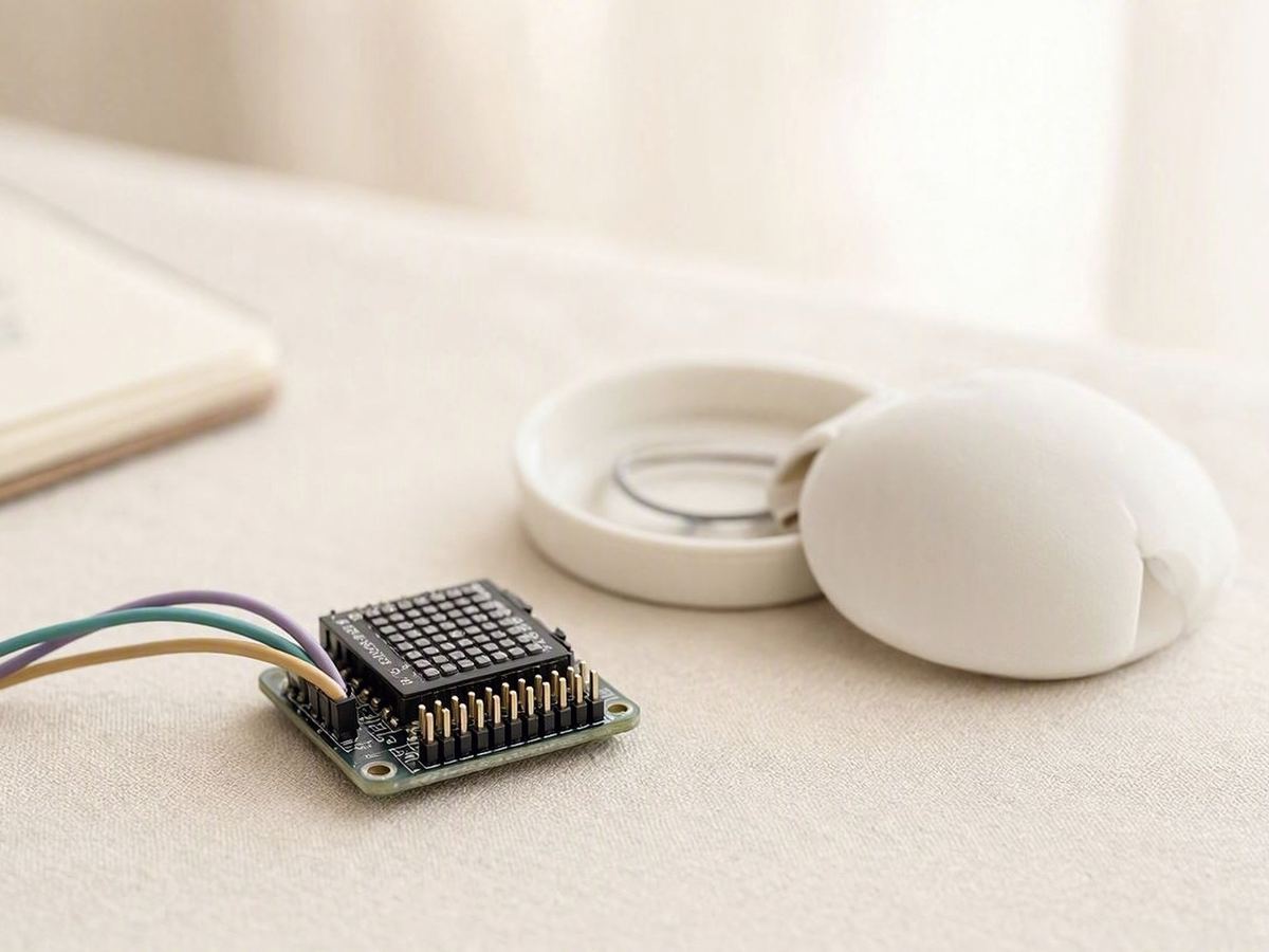 The acquisition board with an LED sensor matrix beside two white optical sensor discs